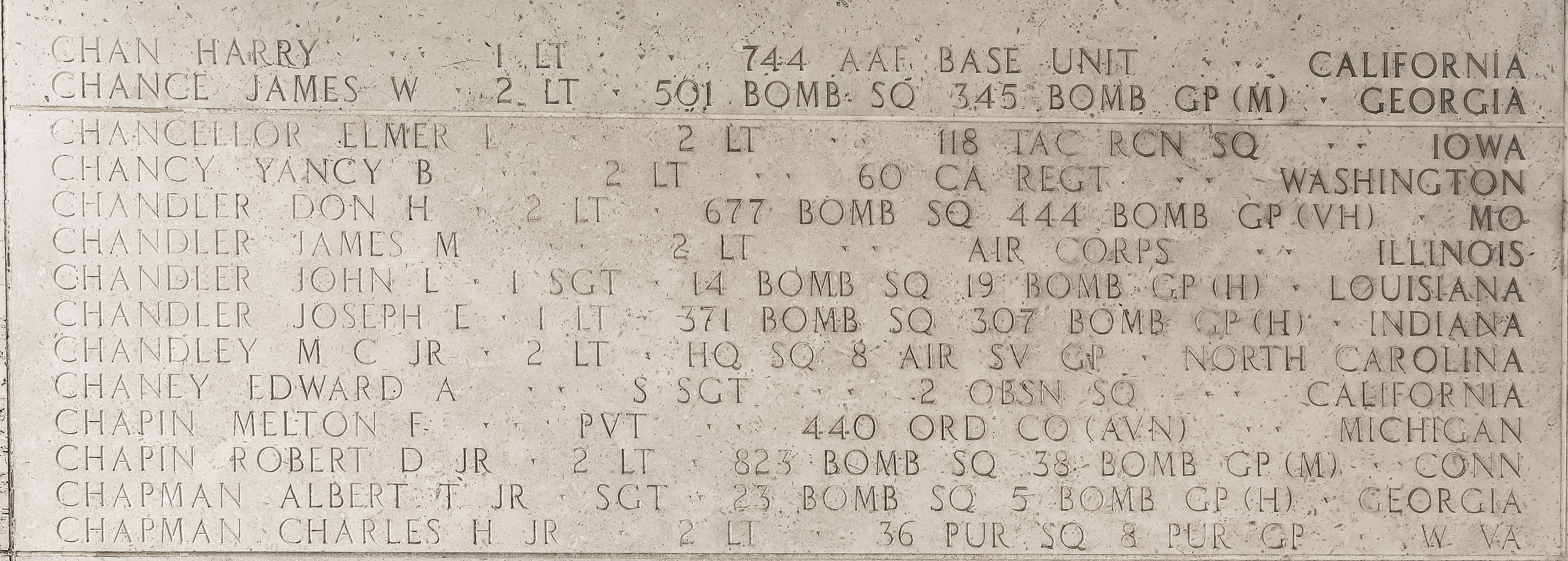 Don H. Chandler, Second Lieutenant